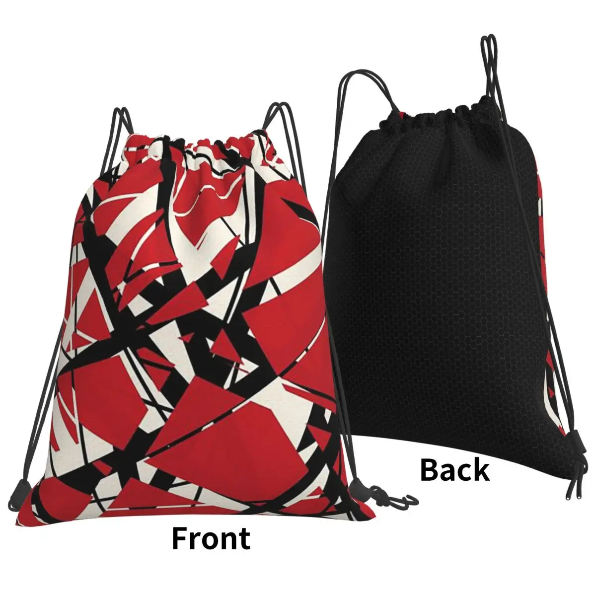

EVH Authentic Stripes Design (red) Backpacks Casual Drawstring Bags Shoes Bag Book Bags for Man Woman School