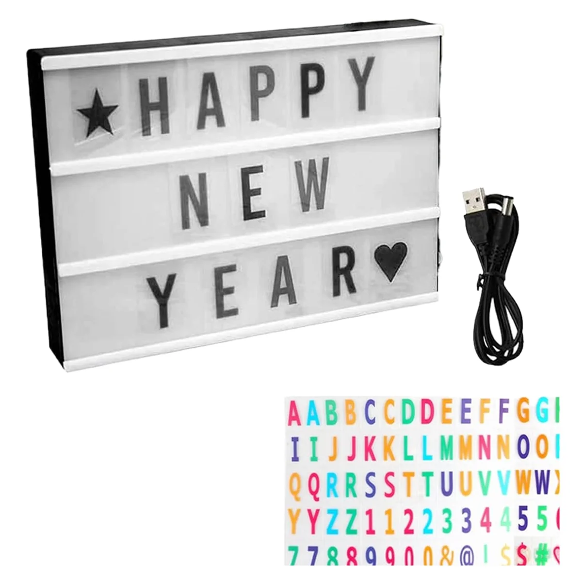 ABXHH Cinema Light Box Personalized Neon Signs, Warm White LEDs Lightbox with Letters, Numbers, Symbols
