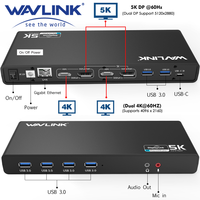 Wavlink USB C 5K Laptop Universal Docking Station Ultra HD Multiple Display Dock with 2 x HDMI and DisplayPort Gigabit Ethernet