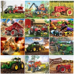 5D DIY Square Drill Diamond Painting Tractor Excavator Rhinestone Embroidery Diamond Mosaic Cross Stitch Kit Home Decor Gifts