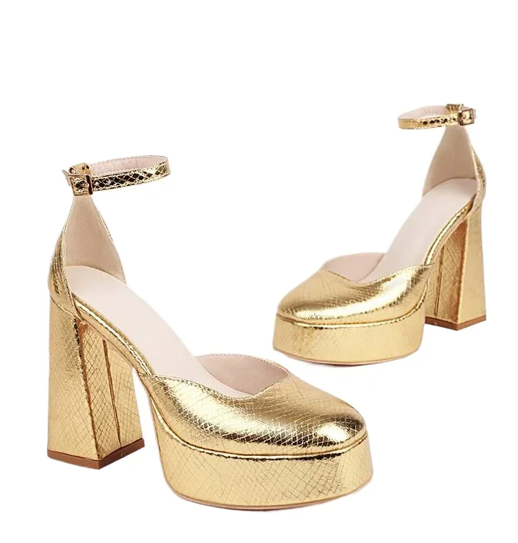 

High heels for ladies Thick Heel Super high heel Platform Height Increasing Wedding Banquets