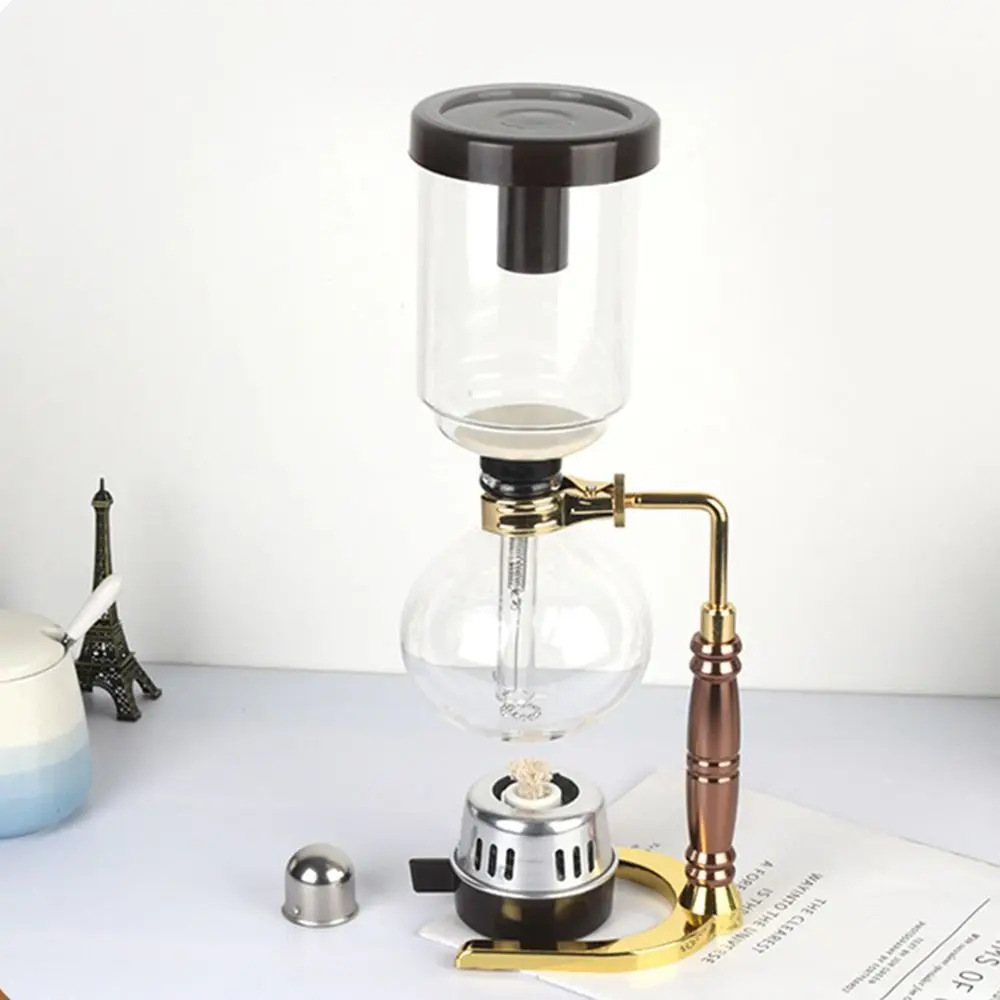 Vintage Filtered Siphon Coffee Maker Durable Glass 3/5 Cups Vacuum Coffee Brewer Borosilicate Glass Burner Coffee Pot Friends