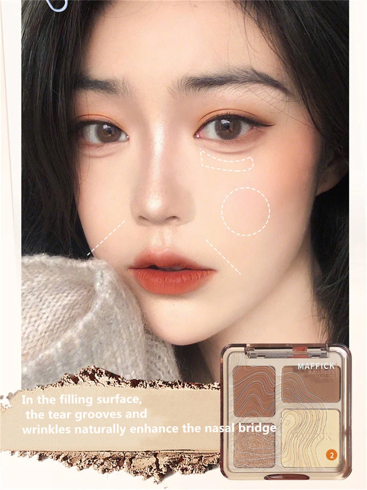 1 قطعة عالية الجودة 4-color هيغليغتر لوحة طويلة الأمد تسليط الضوء على ماتي الأنف الظل أربعة ألوان كونتور لوحة #6