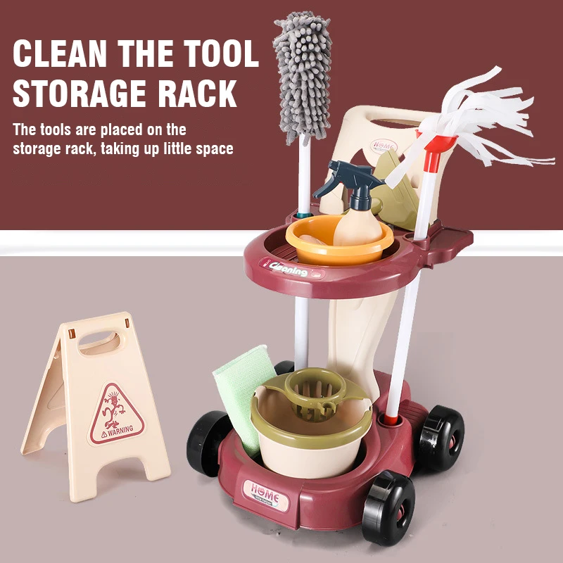 

Cleaning Set Simulation Cleaning and Hygiene Cart Tool Set Home Cleaning Games Cleaning Kit Toys for Children Gift Boy Girl Toy