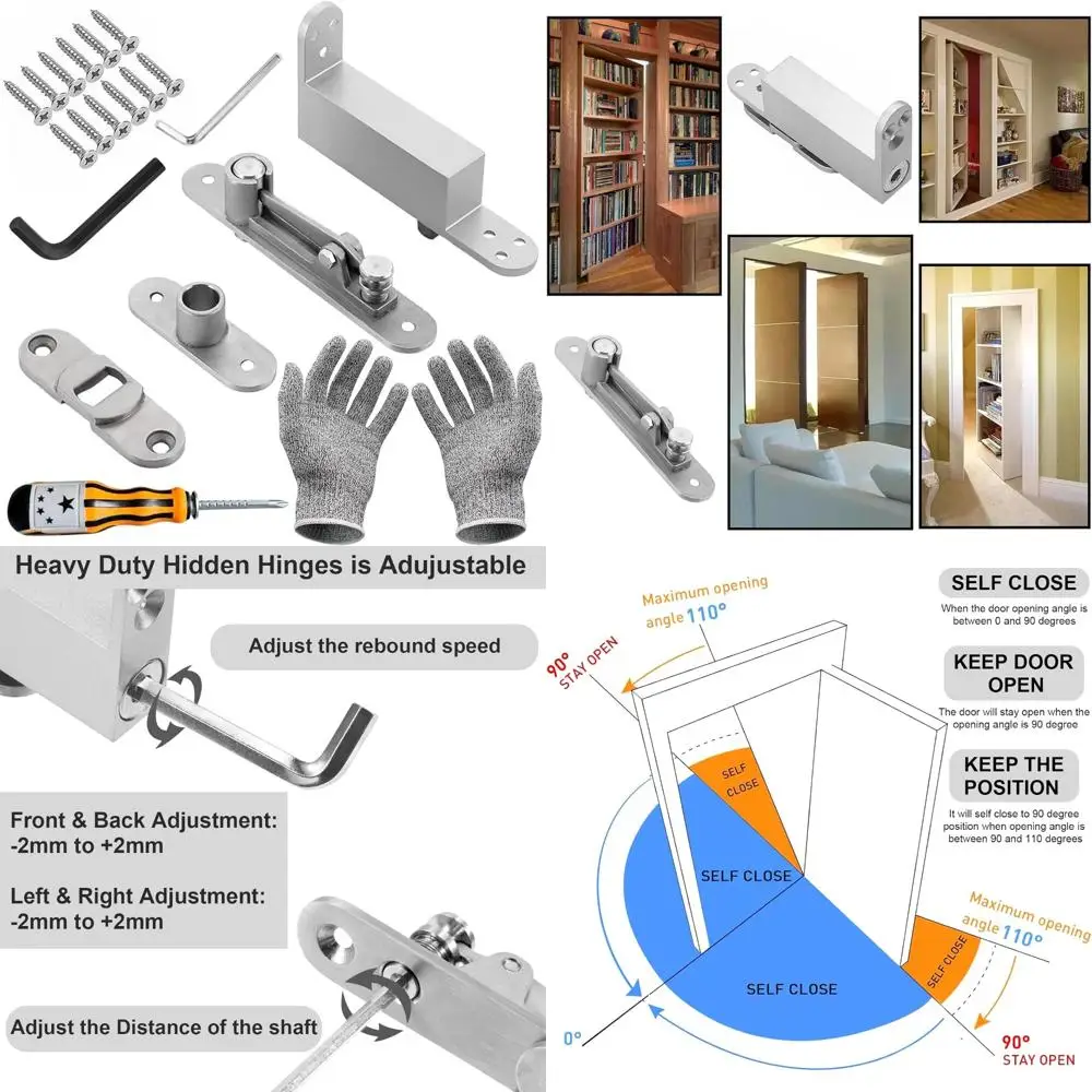 

Сверхмощные поворотные петли из нержавеющей стали на 360 градусов для деревянных дверей — самозакрывающиеся, скрытая система, регулируемые