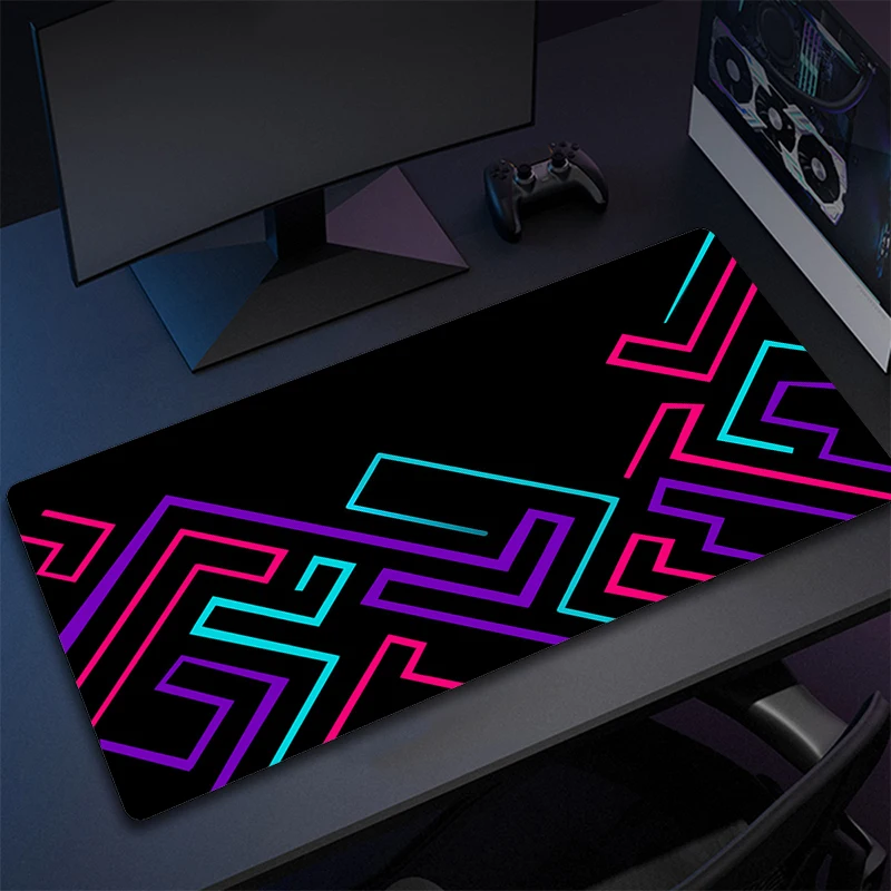 Multicolour Simple Line Pattern Silicone Gaming Mouse Pad Large Edge Locking Keyboard Pad Mouse Pad Keyboard Anti-Slip Table Mat