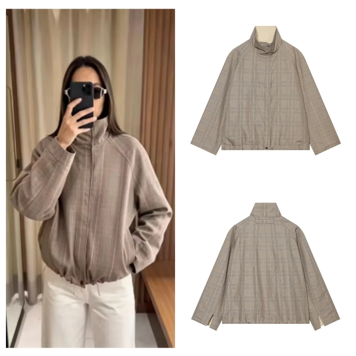 Guobioziy Women's Coat  Early Autumn Casual Long-Sleeve Stand Collar Reversible Short Trench Coat Classic Commuter Style