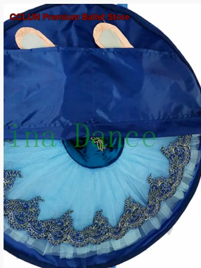 Deep Blue Professional Ballet Tutu Performance Mesh Practice Dress Storage Special Portable Backpack