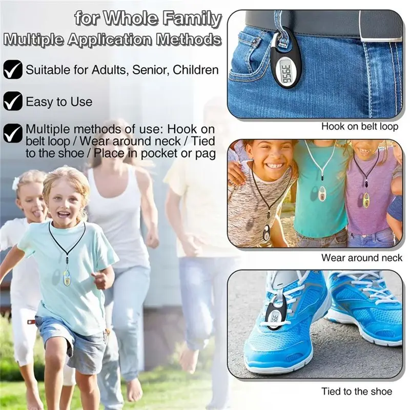 A89E-Portable Step Counter Walking Step Counter Digital Pedometer For Walking Steps And Miles Or Walking With Distance White