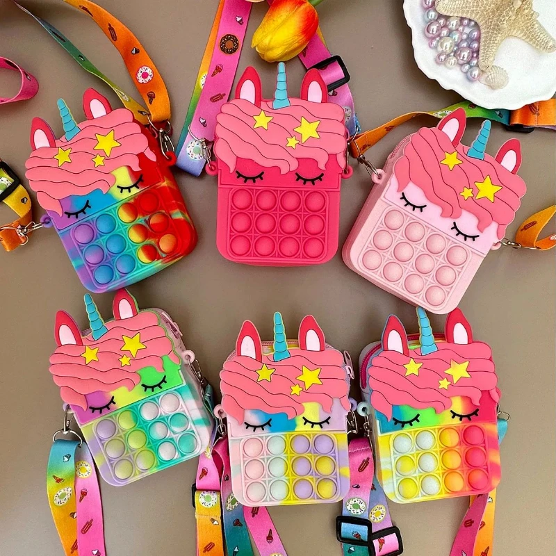 Cute cartoon children silicone unicorn bag boys and girls going out crossbody bag fashion coin purse