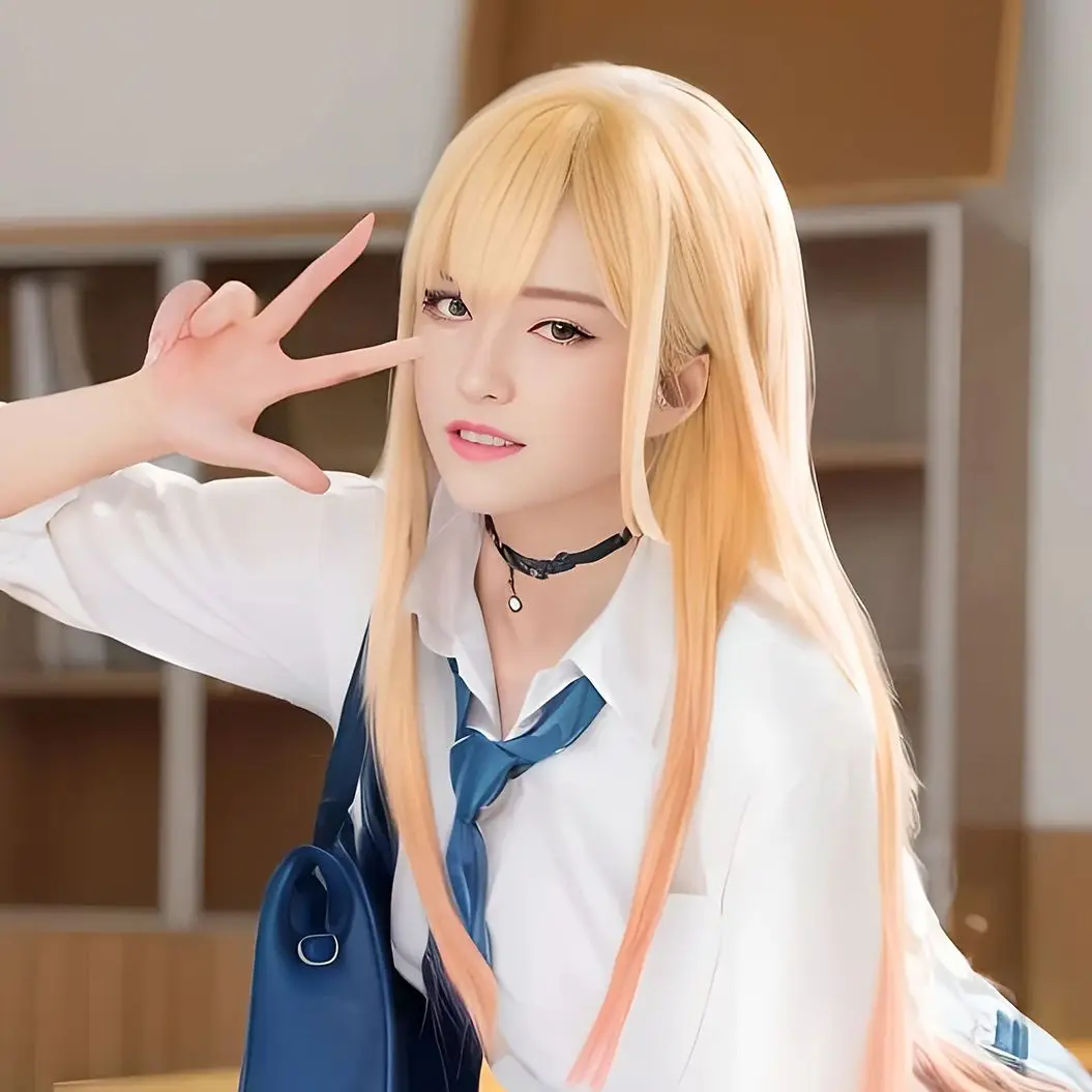 

Аниме My Dress-Up Darling Kitagawa Marin, парик для косплея, 80 см, оранжевый градиент, pomelo, розовые длинные волосы + шапочка для парика, парик для вечеринки, Хэллоуина