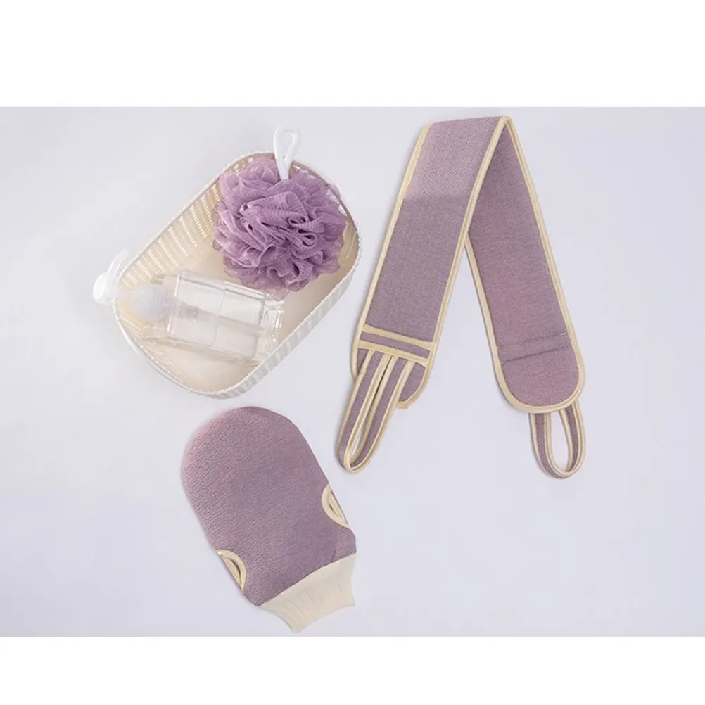 

Набор для душа: мочалка-полотенце для глубокой очистки тела, фиолетово-кофейный цвет, премиум-материал, с полоской для вытягивания волосков, для удаления ороговевшей кожи