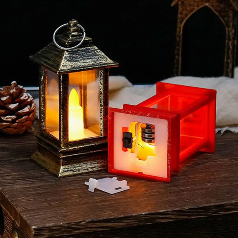 Retro LED Electronic Candle Light Flameless Warm Light Mini Square Night Lights Creative European Style Christmas Tree Decor