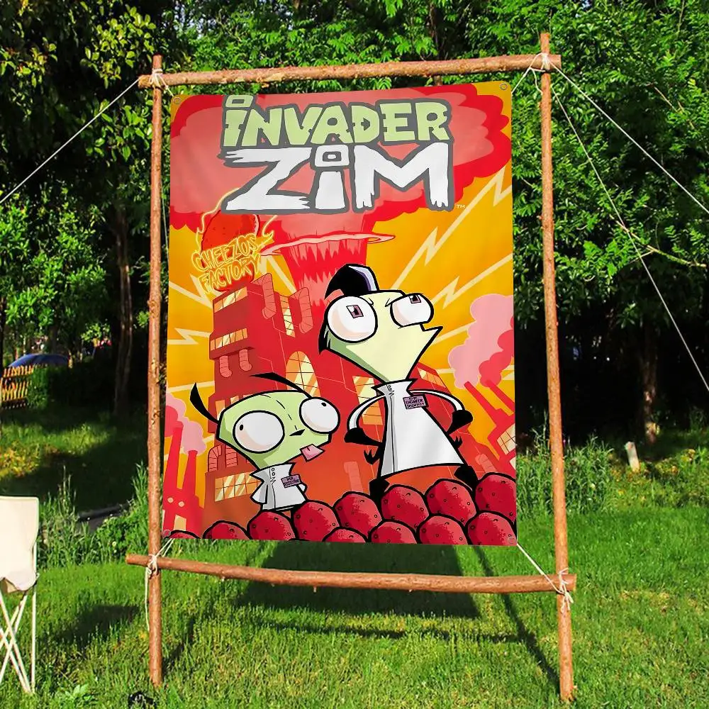 Invader Zim Hippie Rubber Large Size Flags Printing Patterns Interesting Birthday Party Decorations Banner