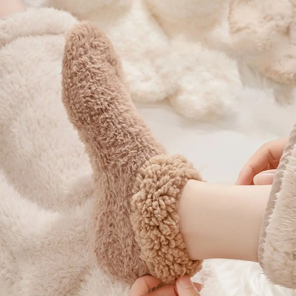 

Home Wear Fleece Lining Warm Floor Socks Keep Warm Anti-slip Indoor Floor Shoes Comfortable Soft Sleep Floor Socks Autumn Winter