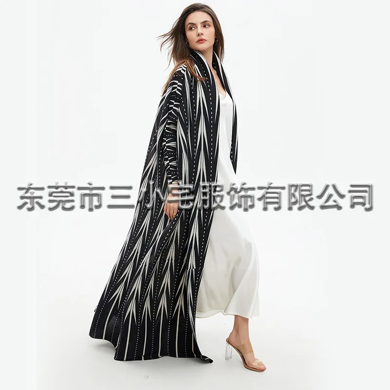 Pleats Pleated Jacket Trench Abaya Coat 2024 Fall New Famous Clothing Extended Gown Prom Evening Dresses Plus Size Clothing