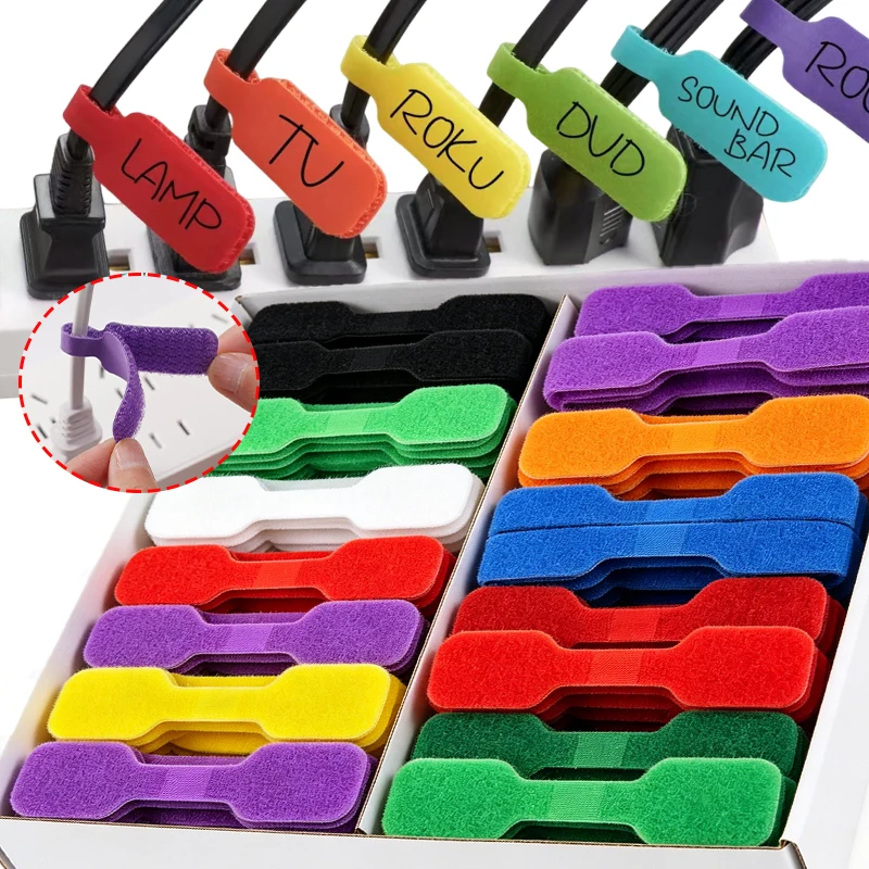 Self Adhesive Cable Labels Reusable Writable Cord Label Tags Cable Management Wire Organizer for Home Wires Handwriting Tags