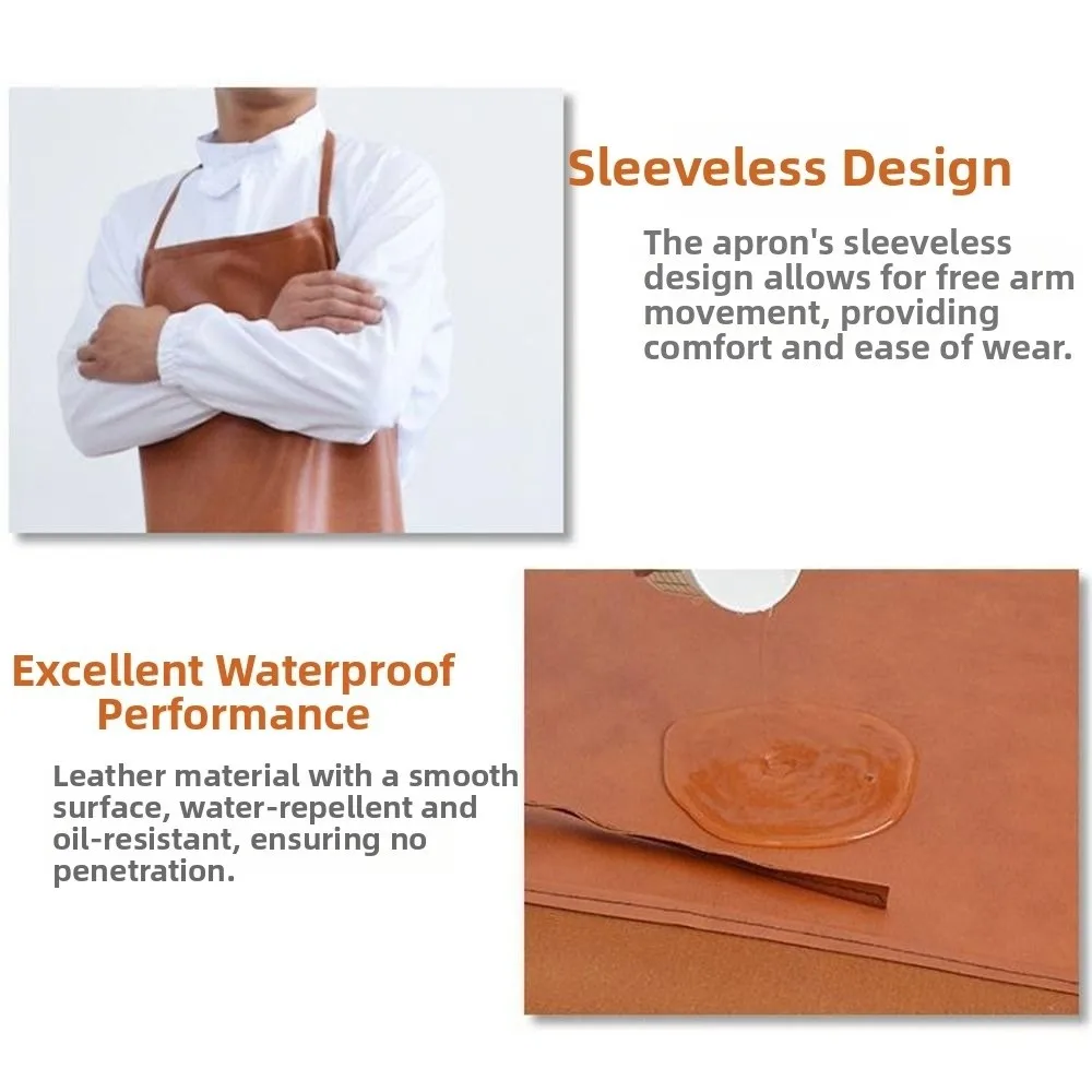 

Lightweight Thickened PU Leather Apron Waterproof Oil Resistant Work Apron 95/120cm Anti Scalding Kitchen Apron Food Processing