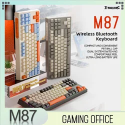 M87 Bluetooth Gaming Keyboard, 2.4G Dual Mode Connection, PBT Ball Cap, Rainbow Light, Suitable for Computers, Laptops, and Mac
