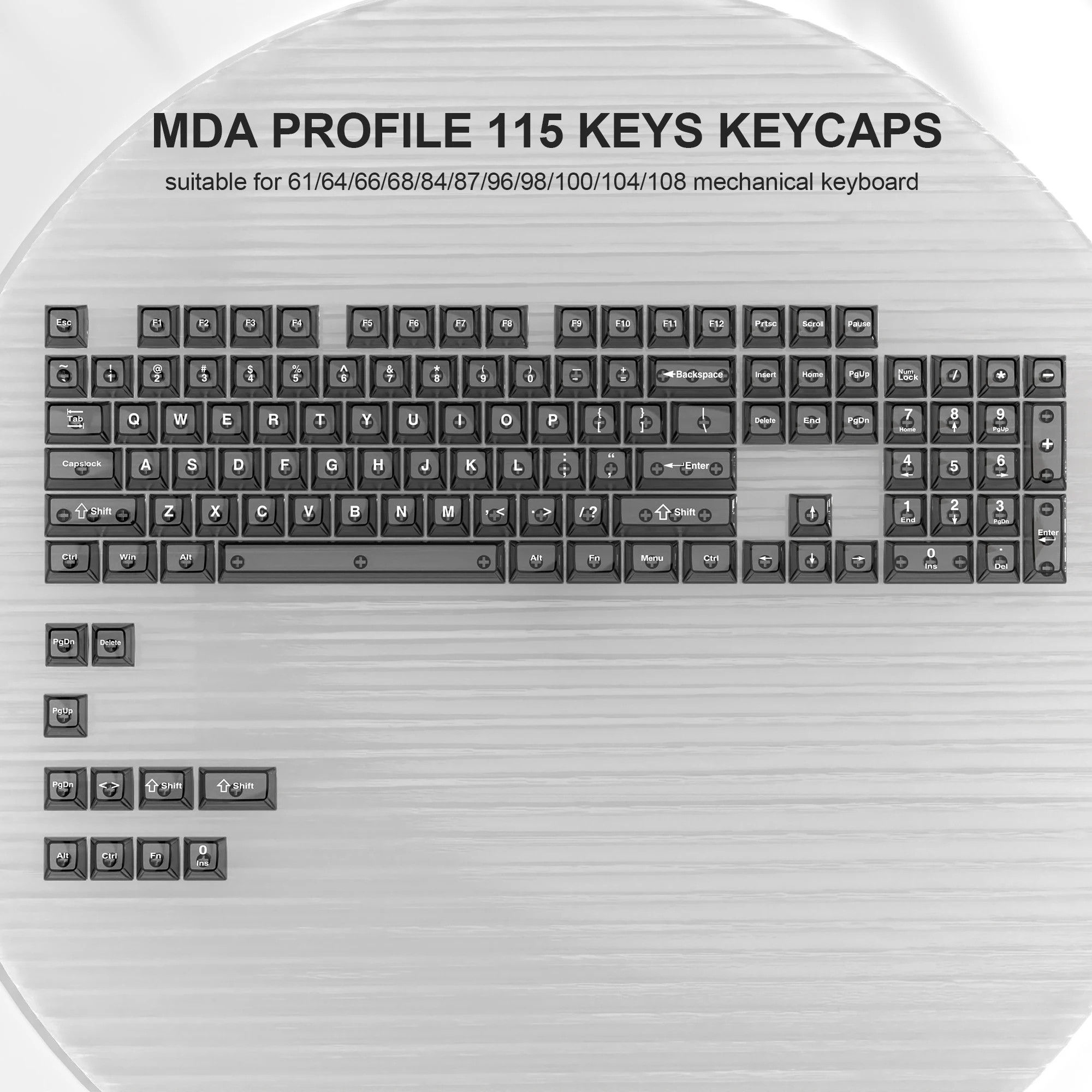 115 Keys Black Transparent Clear Keycaps Crystal Ceramic PC Keycap RGB Shine Through Key cap MDA Profile for MX Switch Keyboard