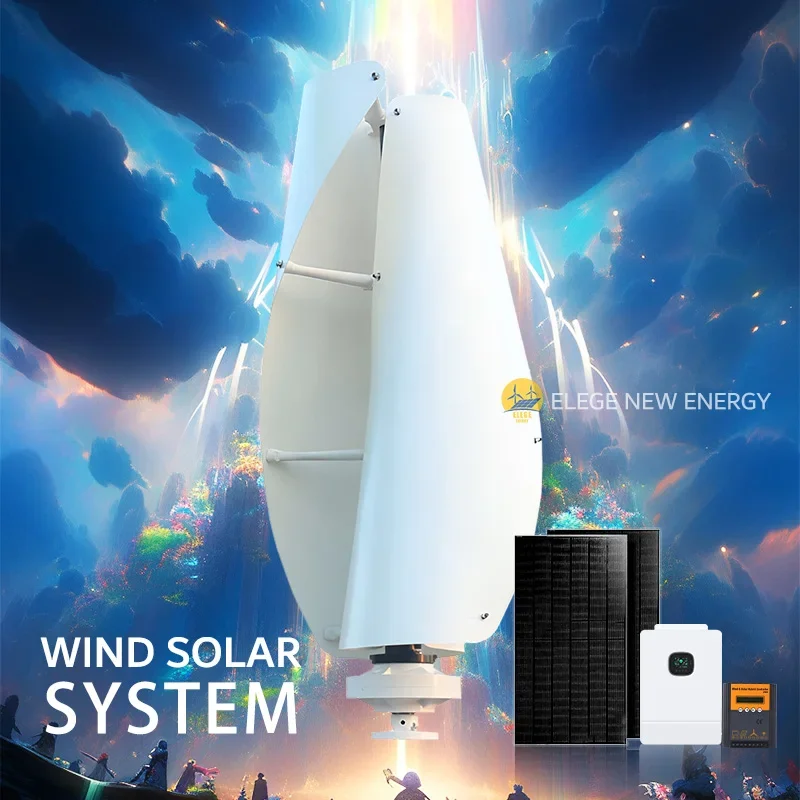 10Kw Small Solar Wind Hybrid Energy Power Bank Natural Renewable Free Energy Household Backup Electric Generator Motor System
