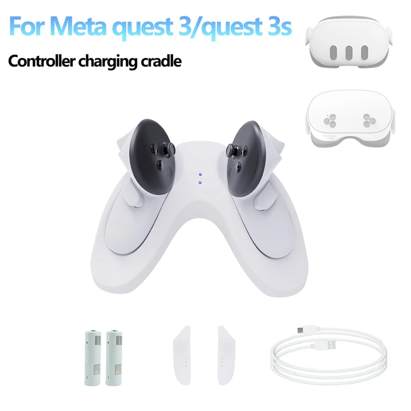 แท่นชาร์จไร้สายสําหรับ Meta Quest 3/Oculus 3S Charger Station Controller แบตเตอรี่ Elite สายคล้องคอ VR อุปกรณ์เสริม