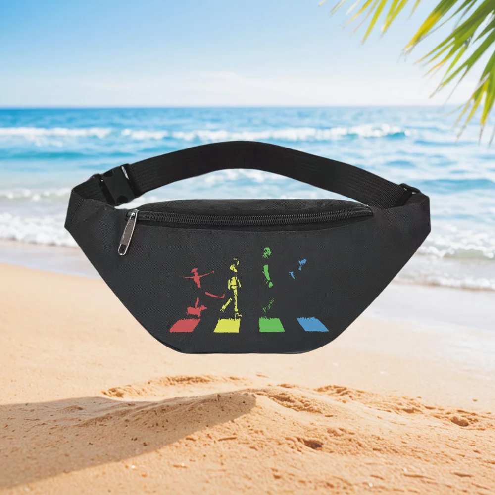 

Four Figures Crossing a Street Stylish Casual Sporty Waist Backpack Crossbody Chest Bag Street Casual Sporty Fashionable Simple