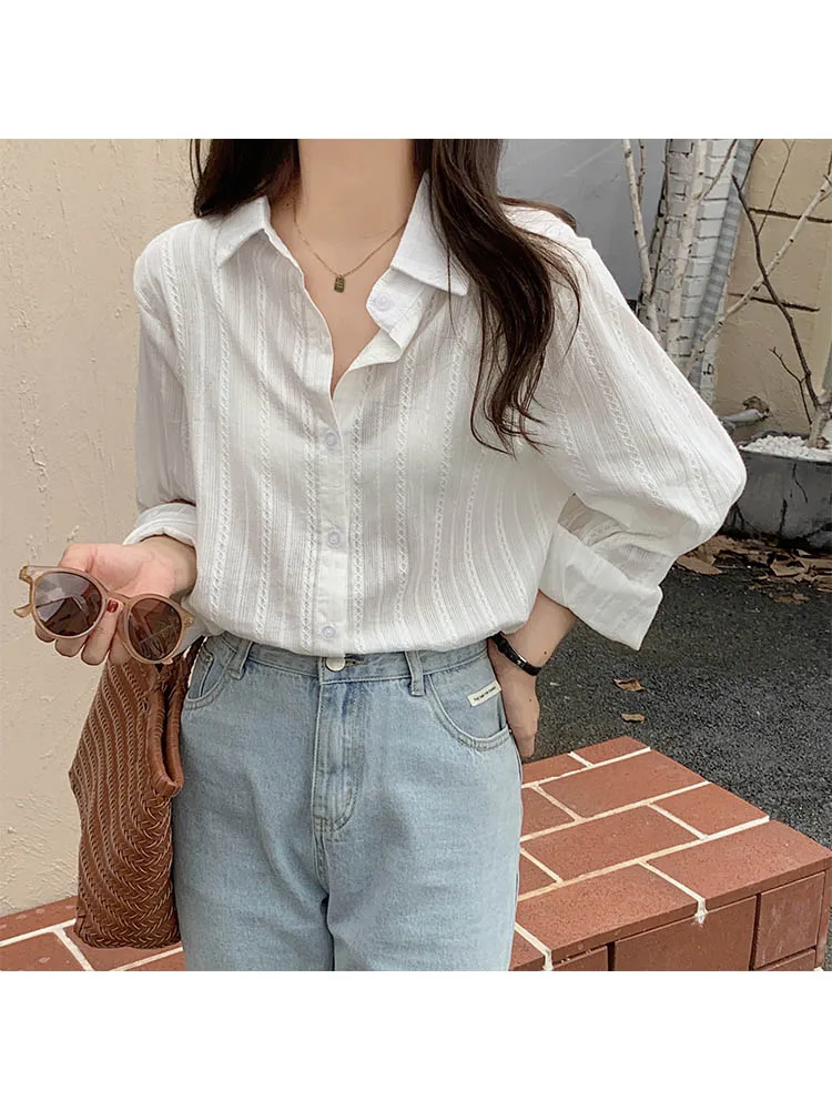 

White shirt long sleeved plaid French style Elegant Design for Women