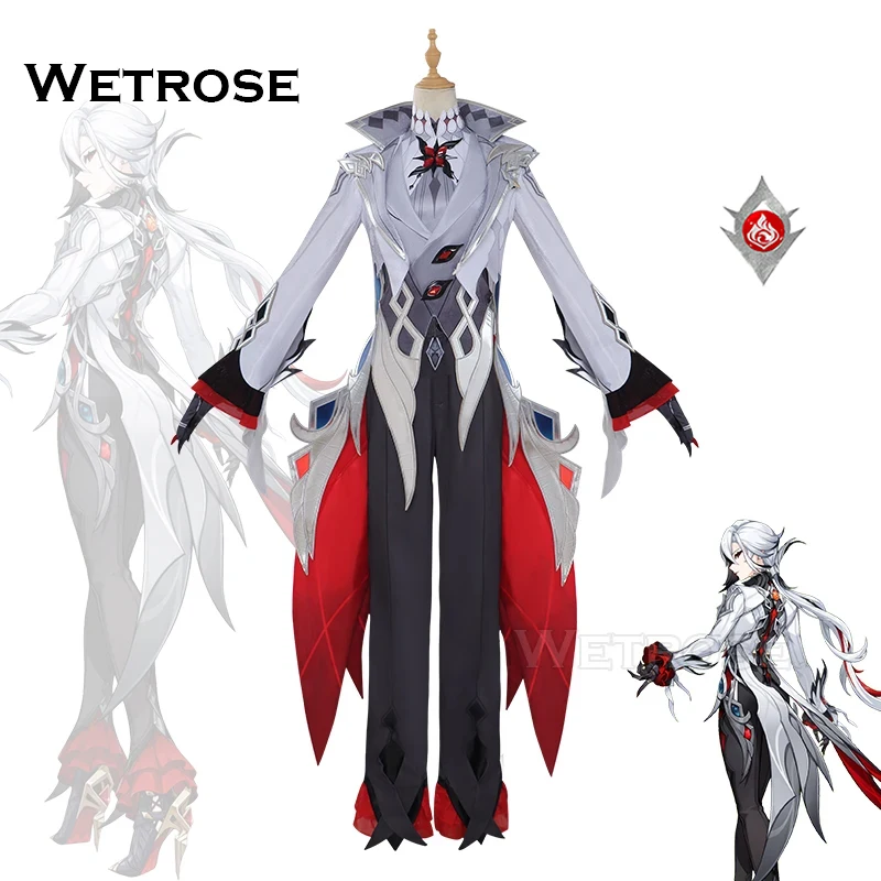 【Wetrose】 Arlecchino Cosplay Costume SSR Tier 4.6 New Genshin Impact Knave Арлекино Fatui Harbinger Shoes Heels Boots Wig Set