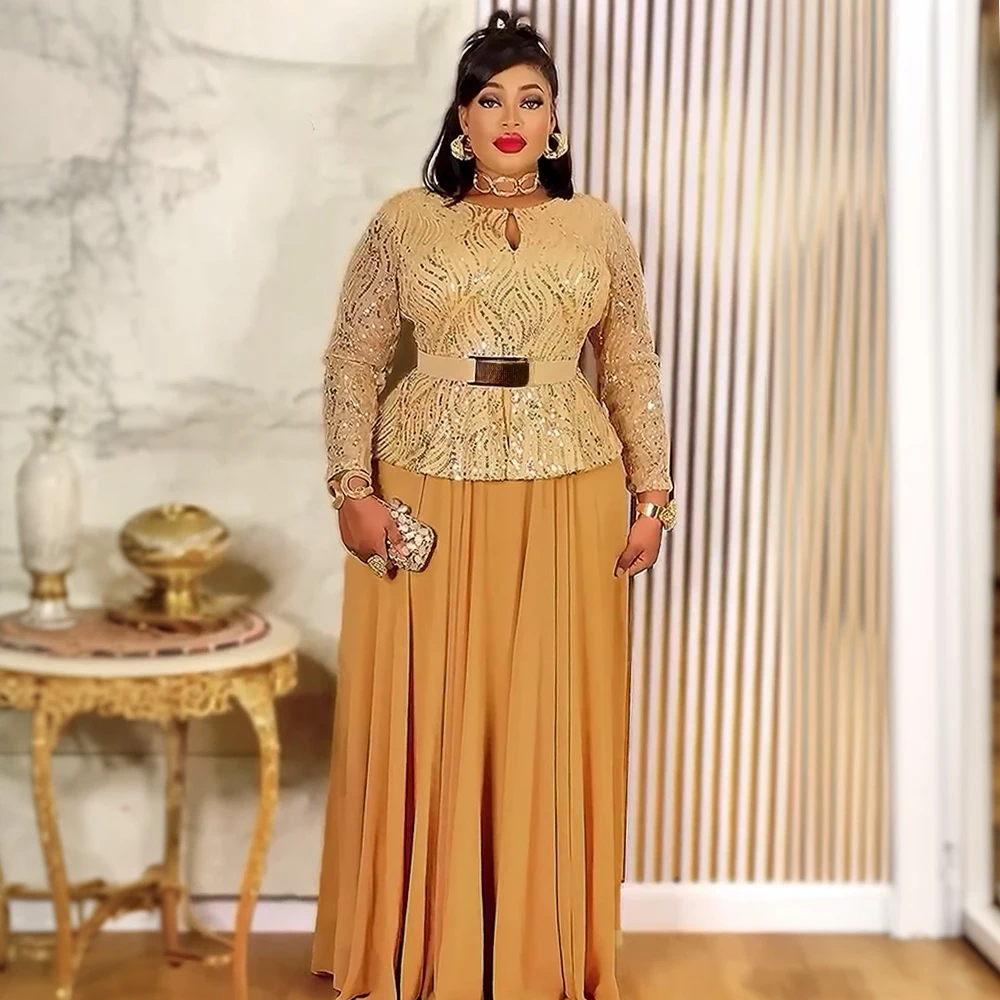 

Elegant African Dresses for Women 2025 New Africa Clothing Plus Size Turkey Wedding Party Long Dress Dashiki Ankara Sequin Robe