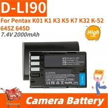 New Replacement Rechargeable Camera Battery 7.4V 2000mAh D-LI90 for Pentax K01 K1 K3 K5 K7 K32 K-52 645Z 645D