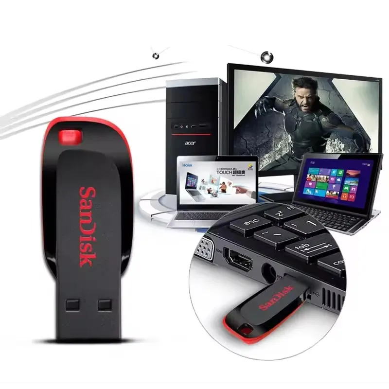 الأصلي SanDisk CZ50 محرك فلاش USB 16GB 32GB 64GB 128GB USB2.0 بندريف ذاكرة عصا صغيرة U القرص القلم محرك لأجهزة الكمبيوتر المحمول سطح المكتب