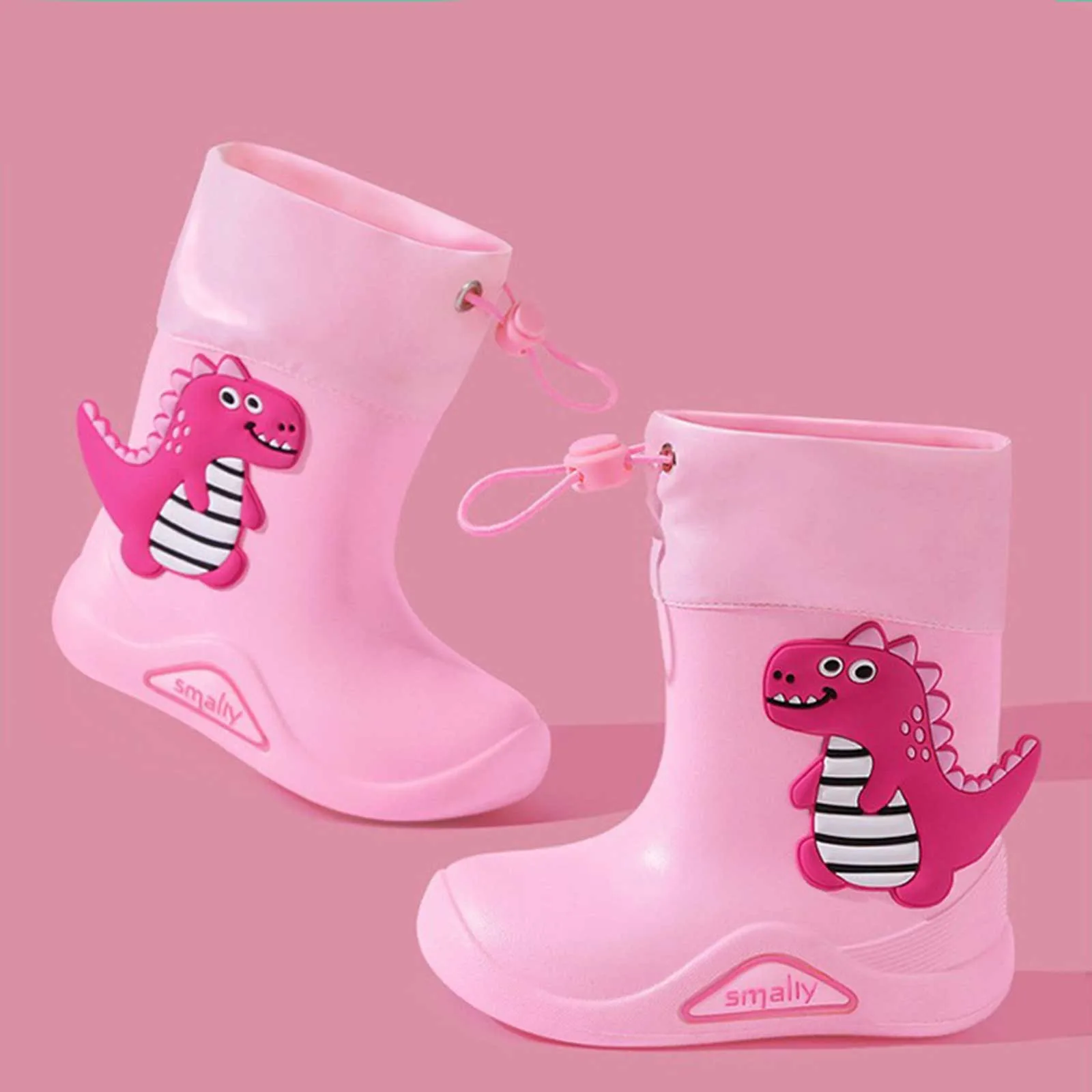 2024 Rain Boots For Children Non Slip Water Shoes Classic Cute Children Rainboots Side Cartoon Dinosaur Booties Kids Gifts