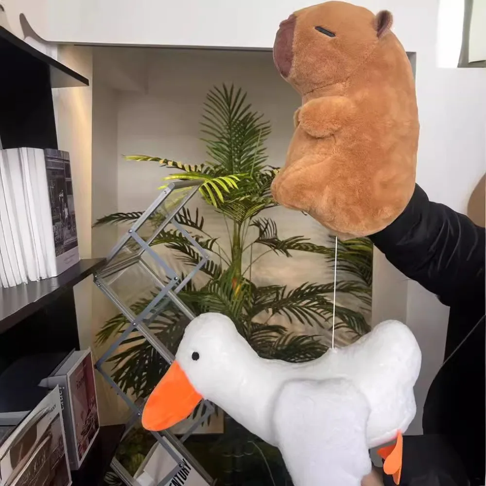 Equitação ganso capivara brinquedo de pelúcia pullable equitação crocodilos capivara anime brinquedo fofo dos desenhos animados interessante capivara boneca de pelúcia