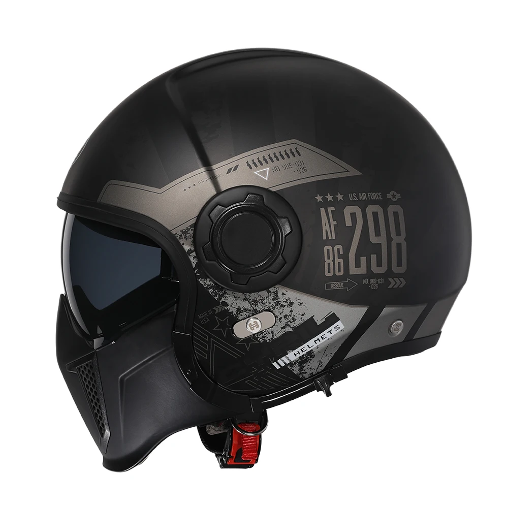 CYRIL Retro Motorcycle Helmet Four Seasons Double Visor Open Face Removable Safety Light Weight Certified Moto Helmets Joker