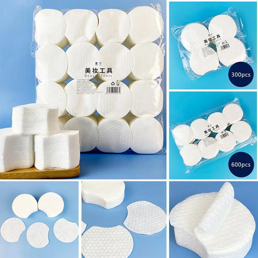 300/600/1200 Pcs Cotton Pads Makeup Remover Disposable Facial Puff Cotton Pads Practical Face Soft Remover Paper