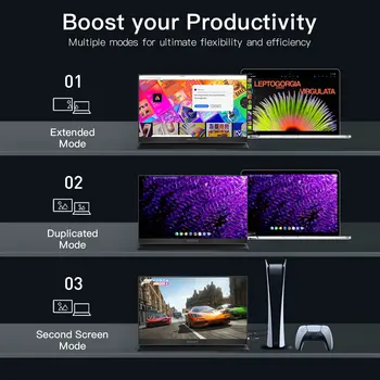 15.6吋便攜式筆記型電腦顯示器,1080P分辨率,72% NTSC色域,100% sRGB色域,USB-C接口,HDMI輸出,支援HDR,可作為旅行外接第二台電腦螢幕。 7 最佳銷售 便攜式螢幕顯示器 - №1