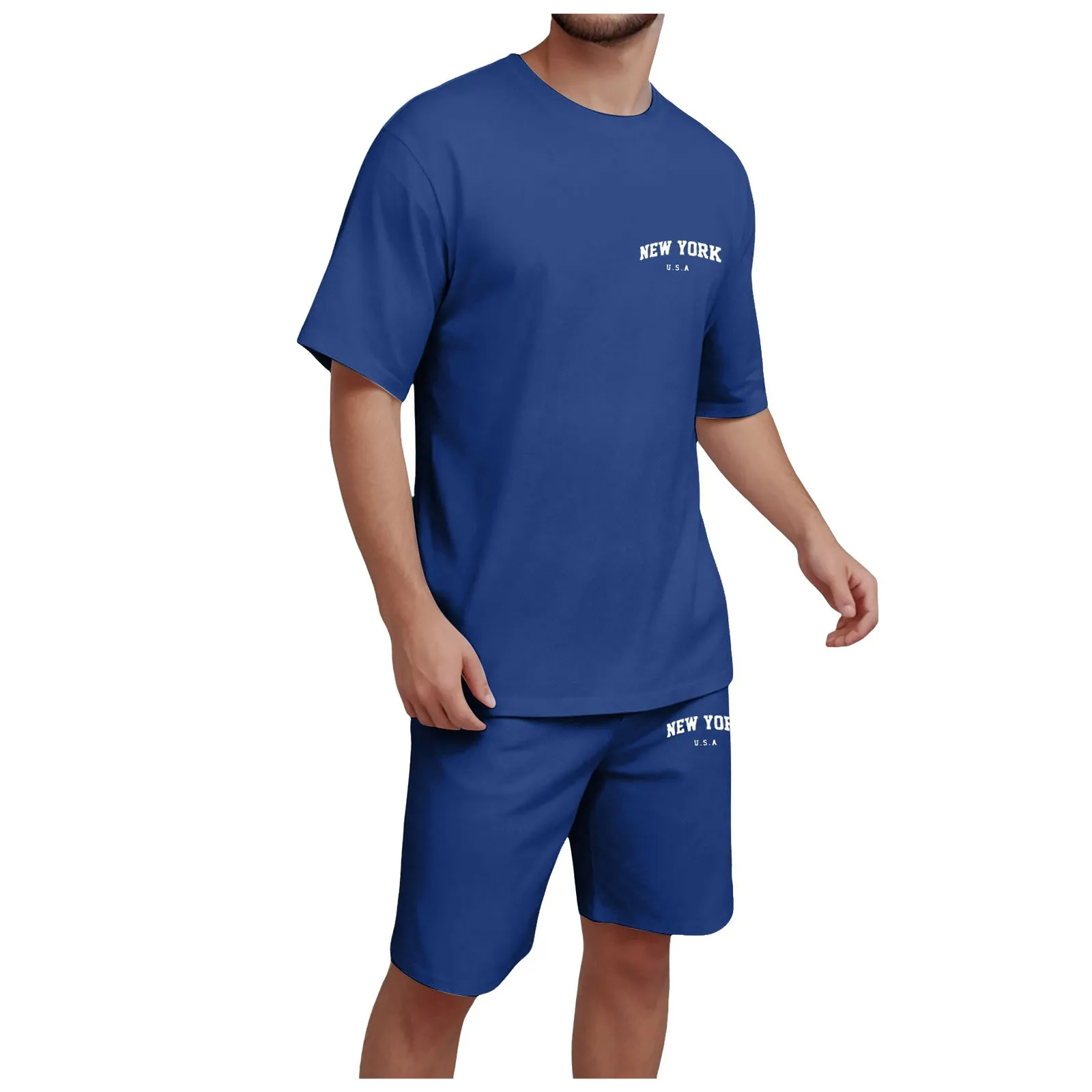 

Mens Suits Classic Fit Men's T Shirt Round Neck Short Sleeves Shorts 2 Pieces Men's Clothes And Pants Slim Fit Suit Set