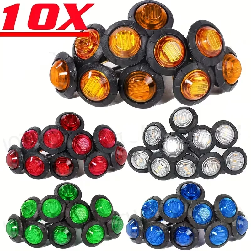 10pcs DC12V Mini Round LED Light Flush Mount Side Car Lamp Indicator Lights Boat Truck Lorry Caravan Trailer ATV