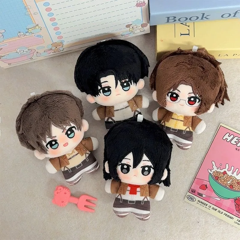 Attack On Titan 10cm Plush Doll Levi Eren Mikasa Hange Cute Stuffed Figure Cartoon Soft Toy Fans Collection Birthday Gift view 3