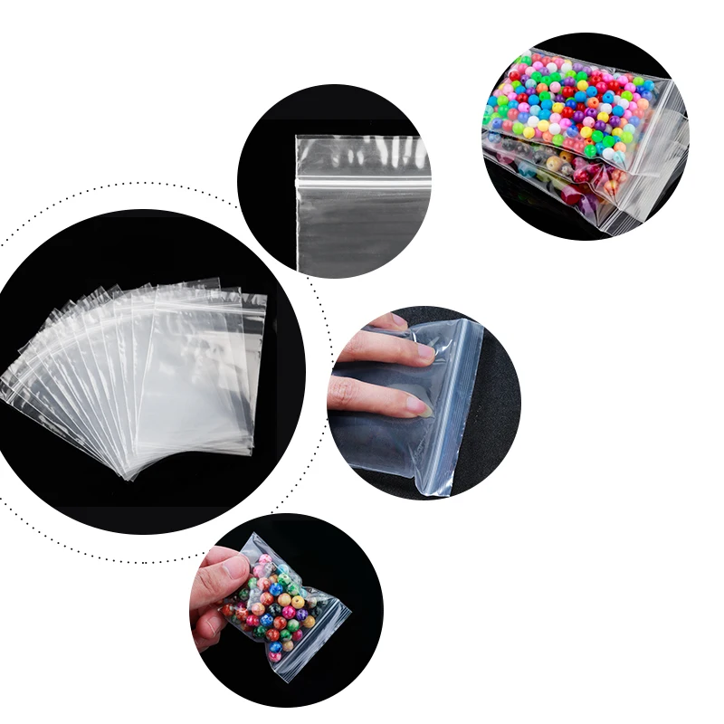 20/50/100Pcs Transparent Ziplock Bag White Self-sealing Plastic Bags Clear Jewelry Nail Stuff Storage Package Pouches Wholesale