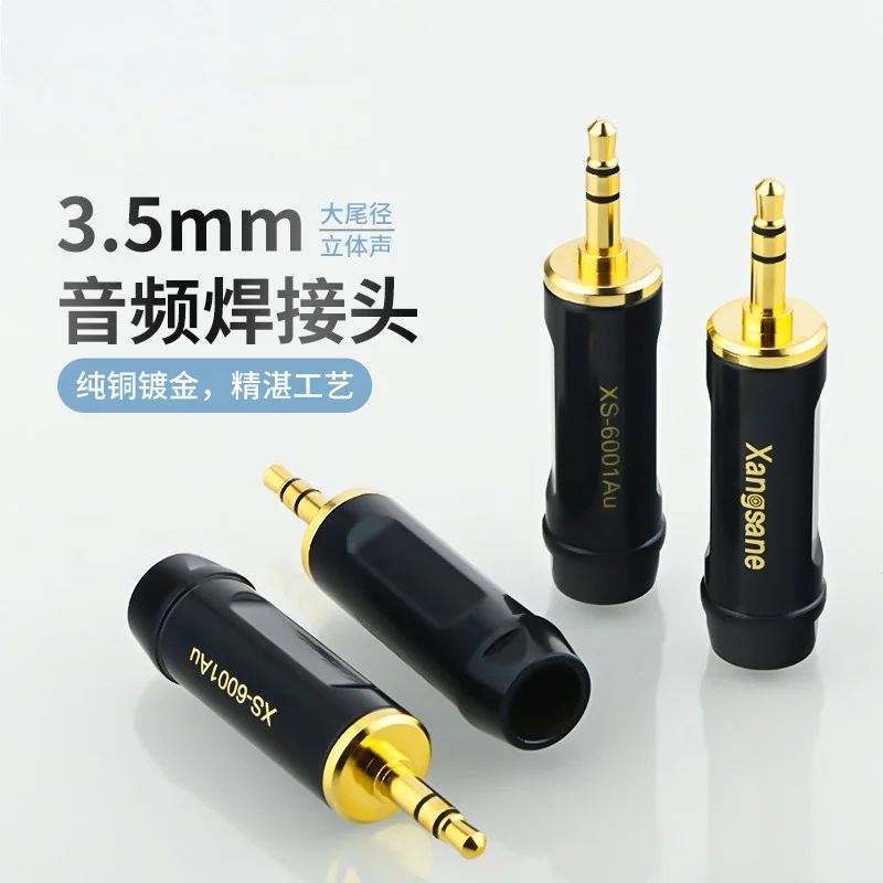 3 Pole 3.5mm Jack Connector Earphone Plug Gold Rhodium Plated 3.5 mm Plugs Audio Jacks Computer Conector