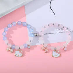 Cartoon Charms Armbänder kawaii Hallo Kitty Anhänger neue 18cm Imitation Perle Kristall Glas Perlen Armreif Schmuck Geschenke für Mädchen