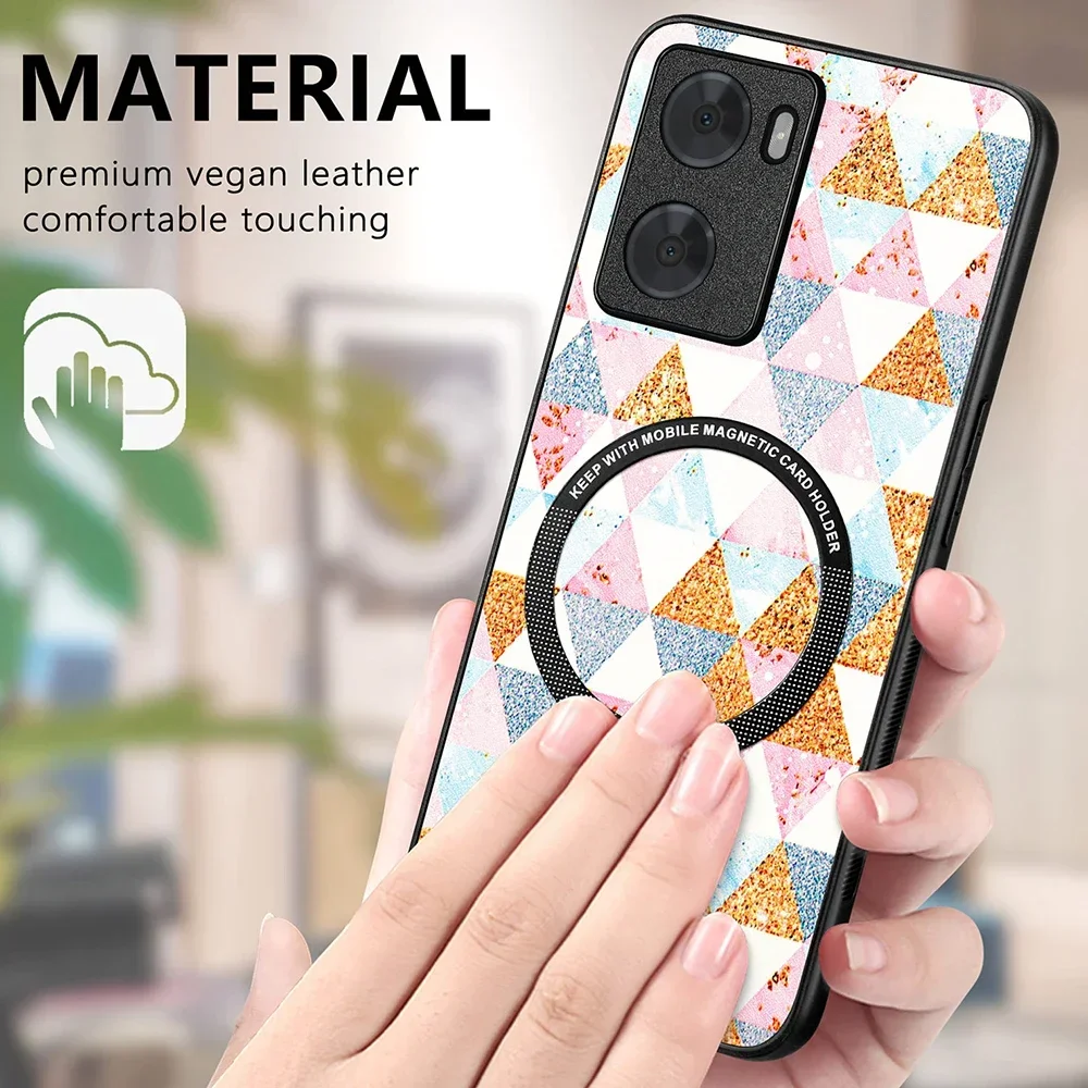 

For OPPO Reno 10 9 8 Pro Plus 7Z 8Z 5G Luxury Case 3D Emboss Leather Magsafe Magnetic Back Shell Reno7 6 5 Lite 8T 5Z 5F Funda