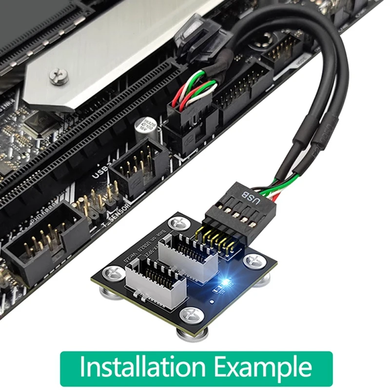 Male Cable Extension Adapter Dual USB 3.1 Front Panel Socket Key-A Type-E To USB 2.0 9Pin Mainboard Header