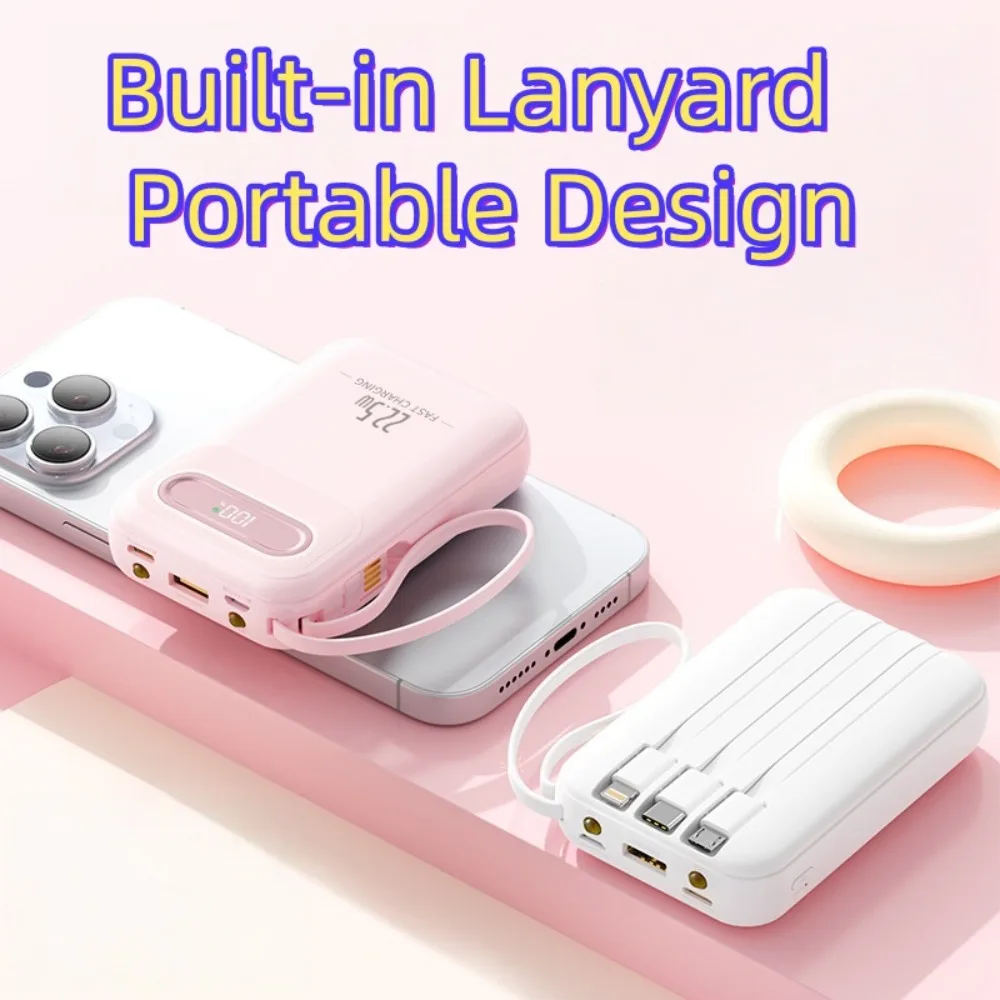 20000mAh Outdoor Power Bank, 22.5W Super Fast Charging, 4 Built-in Cables, Digital Display, Compact & Airline Approved