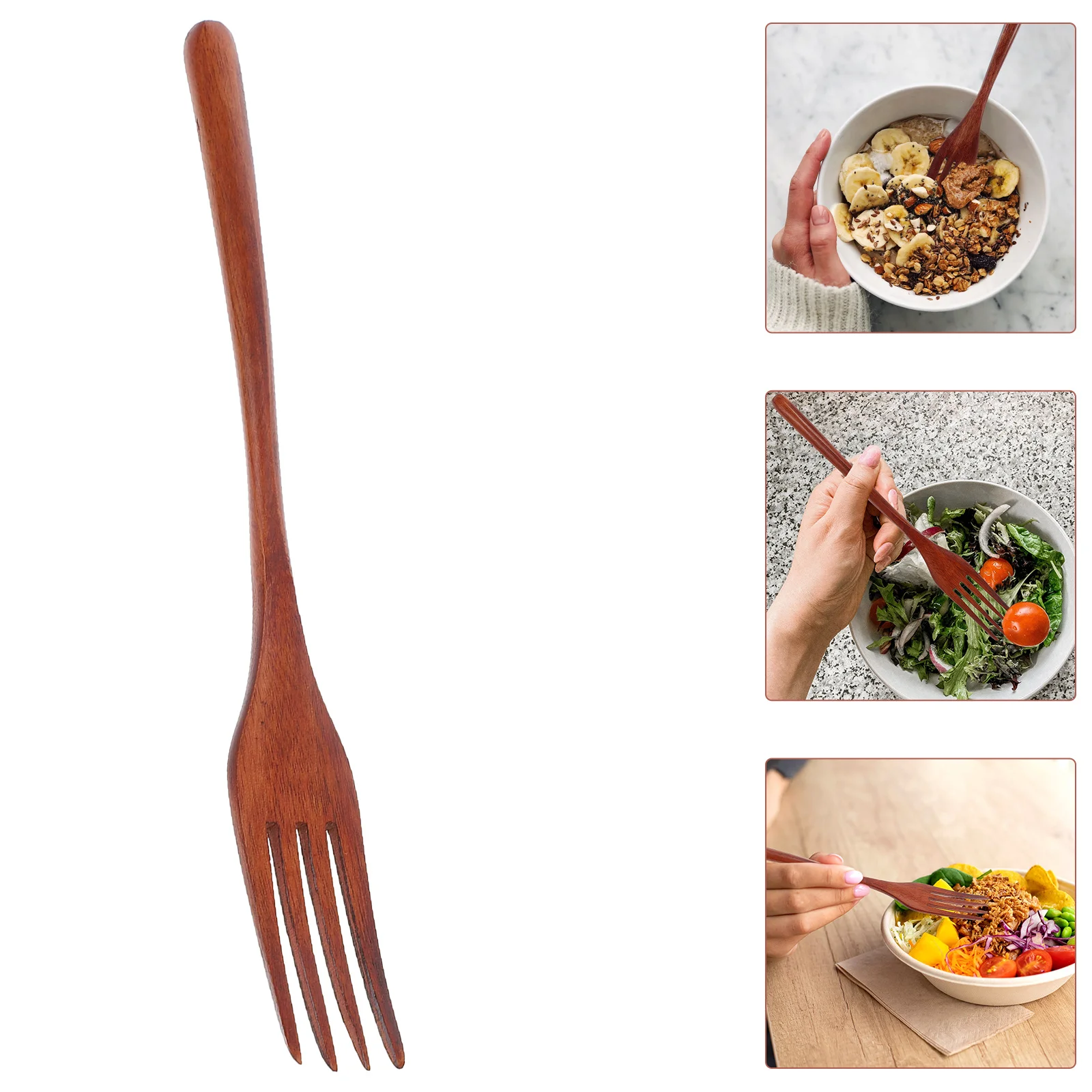 

Wooden Fork Long Handle Ergonomic Non-Slip Lightweight Salad Mixing Fork For Kitchen Restaurant Use Wooden Kitchenware