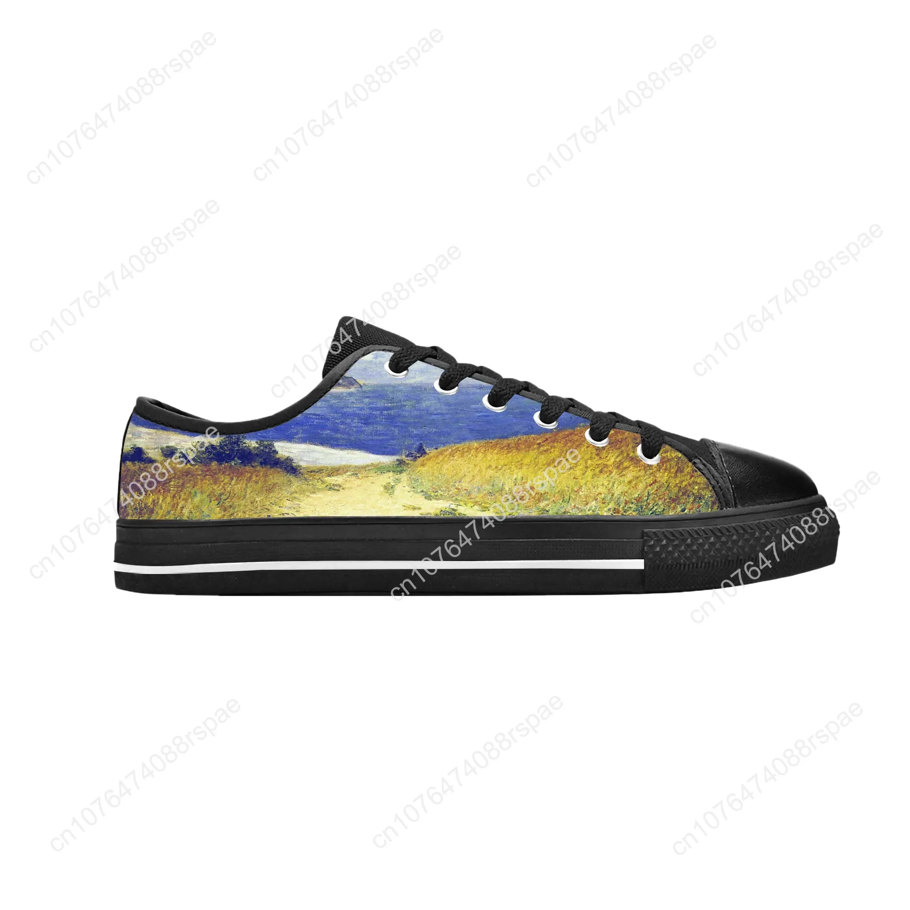 Claude Monet Water Lilies Lily Oil Painting Funny Casual Cloth Shoes Low Top Comfortable Breathable 3D Print Men Women Sneakers