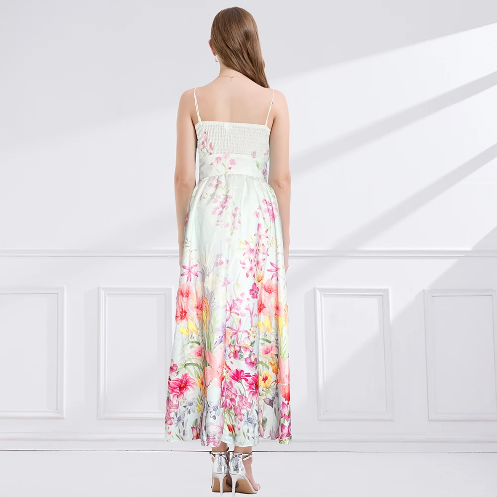 Camiseta Feminina de Verão com Estampa Longa e Cinto, Com Detalhe de Nó na Cintura