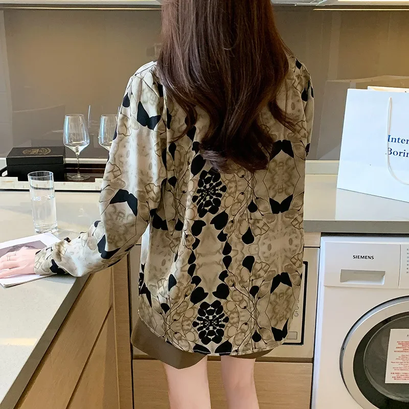 Lady Long Sleeve Brown Shirt Top Fashion Korean Style Office Casual for Women Blouse 2025